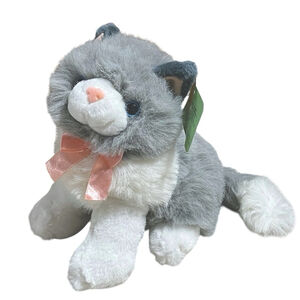 Vtg Loveable Huggable Friends Kitten Cat Plush Tb Trading Co Gray White Blue Eye